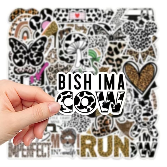 50 Stickers, Cow Cheetah and Leopard Print, PRICE IS FIRM - Picture 4 of 11